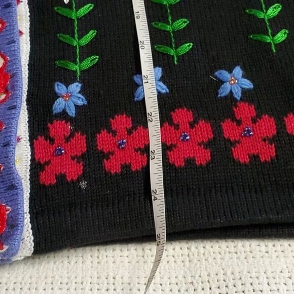 Storybook Knits Vintage Knitted Folkloric Garden Floral‎ ButtonSz M Cardigan - Picture 10 of 11
